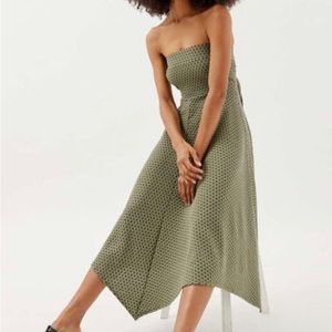 Women's Green Uo Madison Textured Strapless Midi Dress